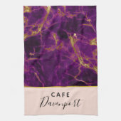 Moderne Paarse en gouden Abstracte marmer Theedoek (Verticaal)