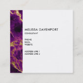 Moderne Paarse en gouden Abstracte marmer Vierkante Visitekaartje (Achterkant)