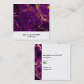 Moderne Paarse en gouden Abstracte marmer Vierkante Visitekaartje (Voorkant / Achterkant)