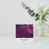 Moderne Paarse en gouden Abstracte marmer Vierkante Visitekaartje (Staand voorkant)