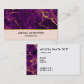 Moderne Paarse en gouden Abstracte marmer Visitekaartje (Voorkant / Achterkant)