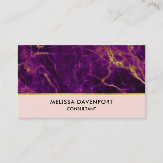 Moderne Paarse en gouden Abstracte marmer Visitekaartje (Voorkant)