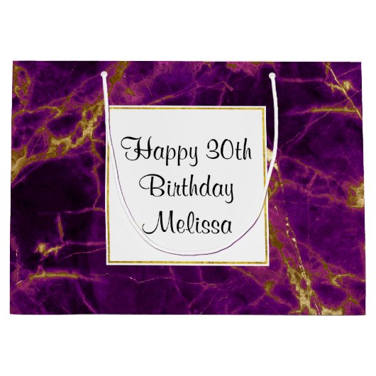 Moderne Paarse en gouden Abstracte marmerdag Groot Cadeauzakje (Voorkant)