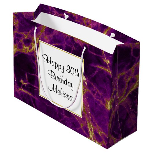 Moderne Paarse en gouden Abstracte marmerdag Groot Cadeauzakje (Achterkant Gekanteld)