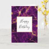 Moderne Paarse en gouden Abstracte marmerdag Kaart (Gele Bloem)