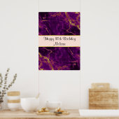 Moderne Paarse en gouden Abstracte marmerdag Poster (Keuken)