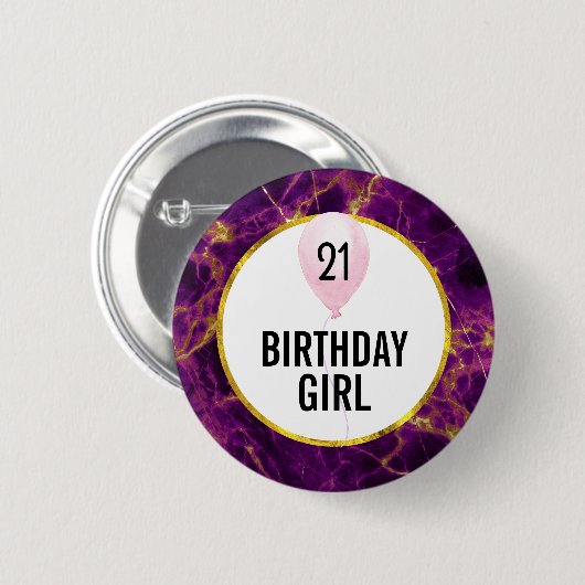 Moderne Paarse en gouden Abstracte marmerdag Ronde Button 5,7 Cm (Voorkant /achterkant)