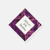 Moderne Paarse en gouden Abstracte marmerdag Servet (Hoek)