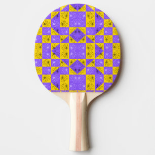 Moderne paarse en gouden klankbordflorale patronen tafeltennisbatje