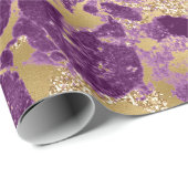 Moderne Paarse en gouden marmerpatronen Cadeaupapier (Rol Hoek)