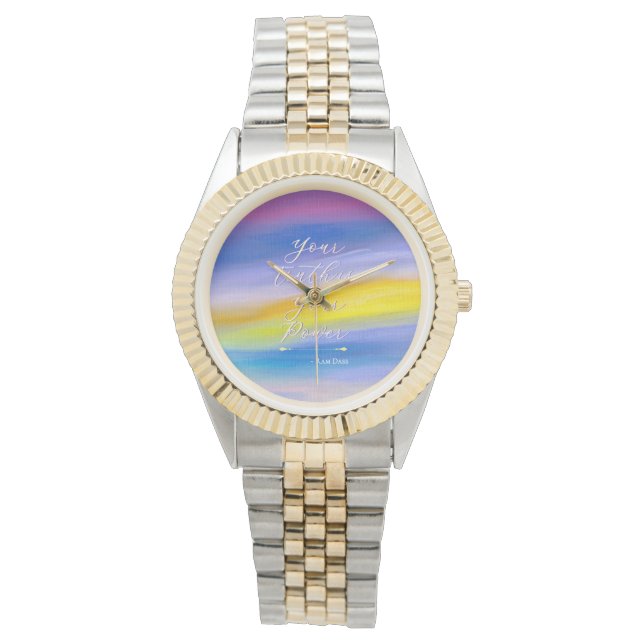 Moderne Paarse en Gouden Straal Abstract Horloge (Voorkant)