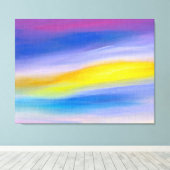 Moderne Paarse en Gouden Straal Abstracte Kunst Canvas Afdruk (Insitu (Houten vloer))