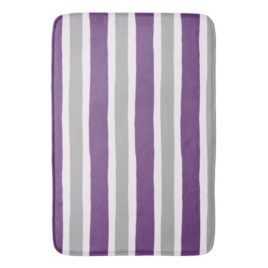Moderne Paarse en grijze band Badmat (Voorkant Verticaal)