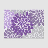 Moderne Paarse en grijze Floral Tissuepapier (Voorkant)