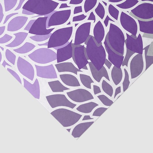 Moderne Paarse en grijze Floral Tissuepapier (Detail)