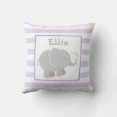 Moderne paarse en grijze olifant monogram kussen (Achterkant)
