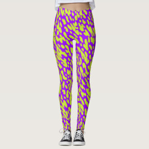 Moderne paarse en groene dierprint spottingpatroon leggings