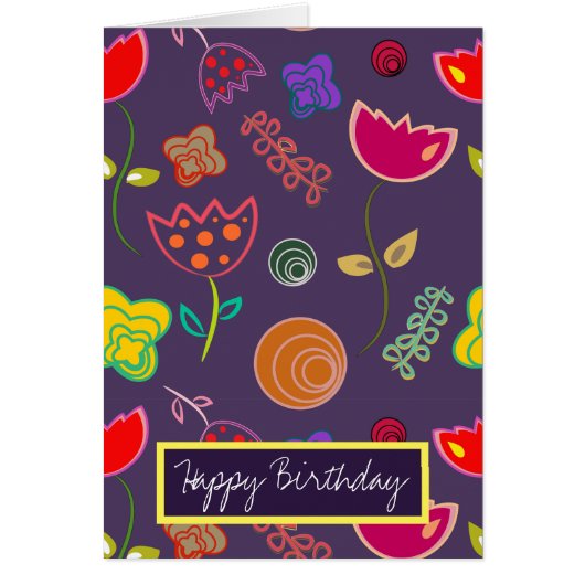 Moderne paarse en roze bloemen (Voorkant)