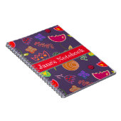 Moderne paarse en roze bloemen notitieboek (Rechterzijde)