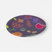 Moderne paarse en roze bloemen papieren bordje (Gekanteld)