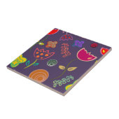 Moderne paarse en roze bloemen tegeltje (Zijkant)