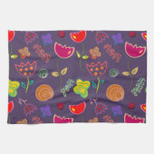 Moderne paarse en roze bloemen theedoek (Horizontaal)