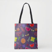 Moderne paarse en roze bloemen tote bag (Voorkant)