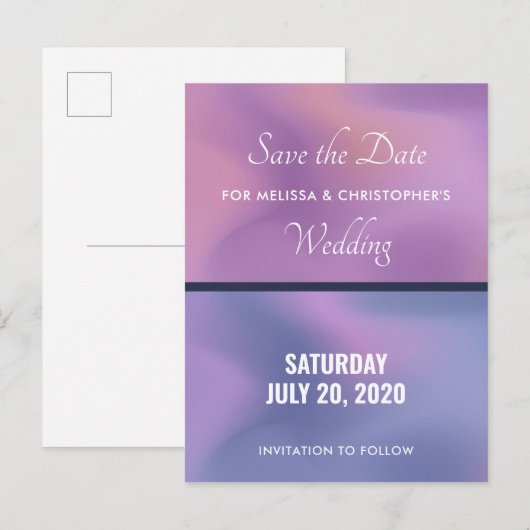 Moderne Paarse en roze draaiende kleuren opslaan d Uitnodiging Briefkaart (Voorkant / Achterkant)