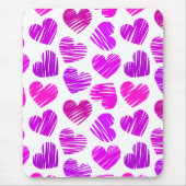 Moderne paarse en roze gekrabbelde harten valentij muismat (Voorkant)