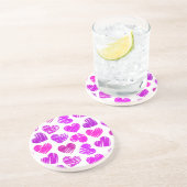 Moderne paarse en roze gekrabbelde harten valentij zandsteen onderzetter (Zijkant)