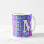 Moderne paarse en roze rasterlijnen abstract koffiemok (Voorkant rechts)