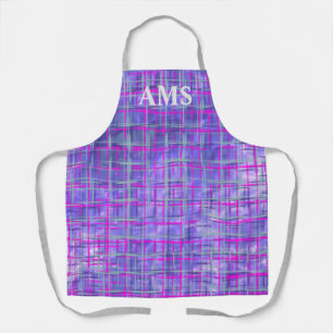 Moderne paarse en roze rasterlijnen abstract schort