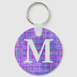Moderne paarse en roze rasterlijnen abstract sleutelhanger