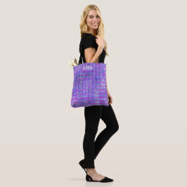 Moderne paarse en roze rasterlijnen abstract tote bag