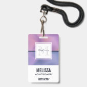 Moderne Paarse en roze ronddraaiende Abstracte mon Badge (Achterkant met lanyard)