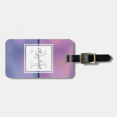 Moderne Paarse en roze ronddraaiende Abstracte mon Bagagelabel (Voorkant horizontaal)