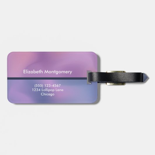 Moderne Paarse en roze ronddraaiende Abstracte mon Bagagelabel (Achterkant horizontaal)