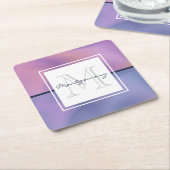 Moderne Paarse en roze ronddraaiende Abstracte mon Kartonnen Onderzetters (Schuin)