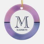 Moderne Paarse en roze ronddraaiende Abstracte mon Keramisch Ornament (Voorkant)