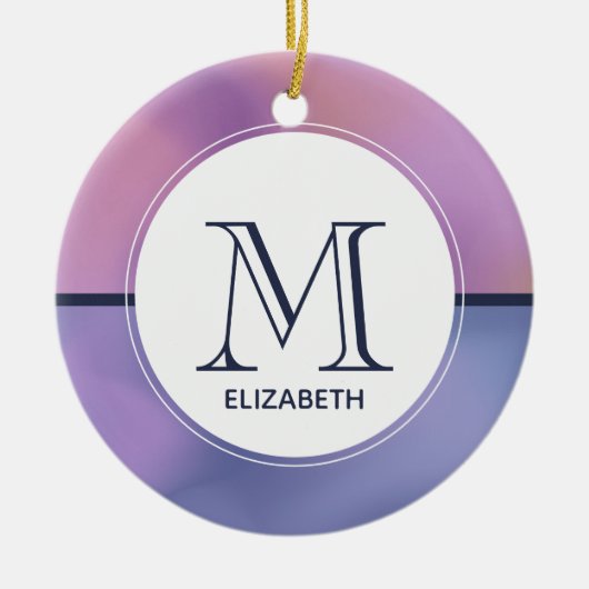 Moderne Paarse en roze ronddraaiende Abstracte mon Keramisch Ornament (Voorkant)