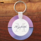 Moderne Paarse en roze ronddraaiende Abstracte mon Sleutelhanger (Voorkant)