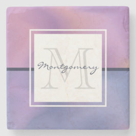 Moderne Paarse en roze ronddraaiende Abstracte mon Stenen Onderzetter