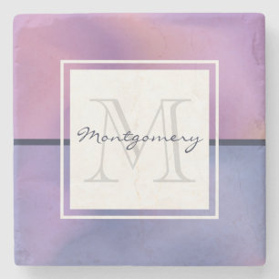 Moderne Paarse en roze ronddraaiende Abstracte mon Stenen Onderzetter