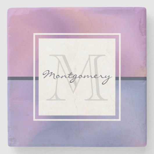 Moderne Paarse en roze ronddraaiende Abstracte mon Stenen Onderzetter (Voorkant)