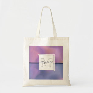 Moderne Paarse en roze ronddraaiende Abstracte mon Tote Bag