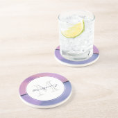 Moderne Paarse en roze ronddraaiende Abstracte mon Zandsteen Onderzetter (Zijkant)