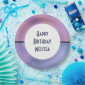 Moderne Paarse en roze ronddraaiende Abstracte ver Papieren Bordje (Feest)