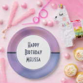 Moderne Paarse en roze ronddraaiende Abstracte ver Papieren Bordje (Feest)