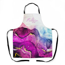 Moderne Paarse en roze Waterverf Apron
