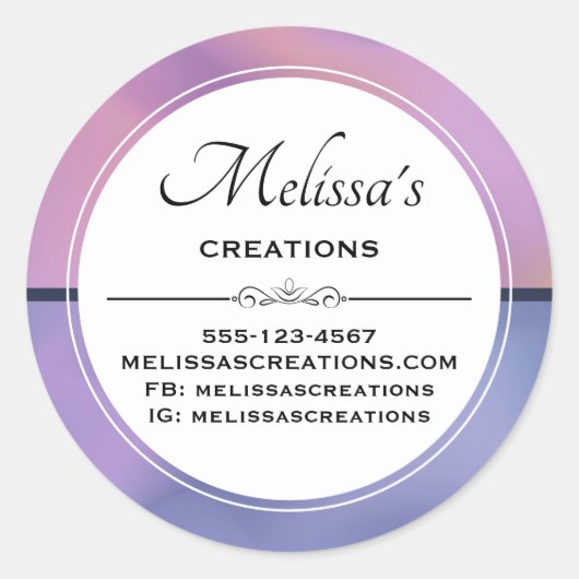 Moderne Paarse en roze zwenkende Abstracte bedrijv Ronde Sticker (Voorkant)